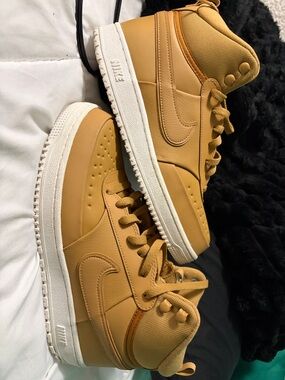 Nike Mid-Top Sneakers in Wheat Brown with White Sole